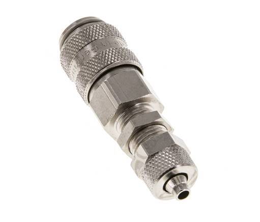 Nickel-plated Brass DN 5 Air Coupling Socket 4x6 mm Union Nut Bulkhead