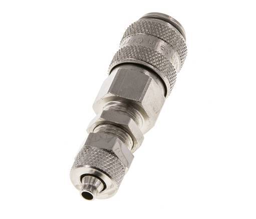 Nickel-plated Brass DN 5 Air Coupling Socket 4x6 mm Union Nut Bulkhead