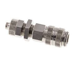 Nickel-plated Brass DN 5 Air Coupling Socket 6x8 mm Union Nut Bulkhead