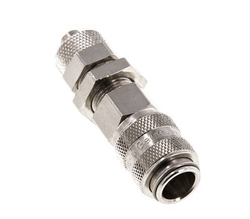 Nickel-plated Brass DN 5 Air Coupling Socket 6x8 mm Union Nut Bulkhead