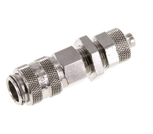 Nickel-plated Brass DN 5 Air Coupling Socket 6x8 mm Union Nut Bulkhead
