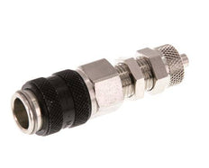 Nickel-plated Brass DN 5 Black Air Coupling Socket 4x6 mm Union Nut Bulkhead