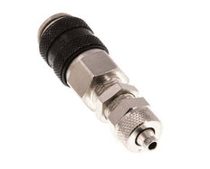 Nickel-plated Brass DN 5 Black Air Coupling Socket 4x6 mm Union Nut Bulkhead