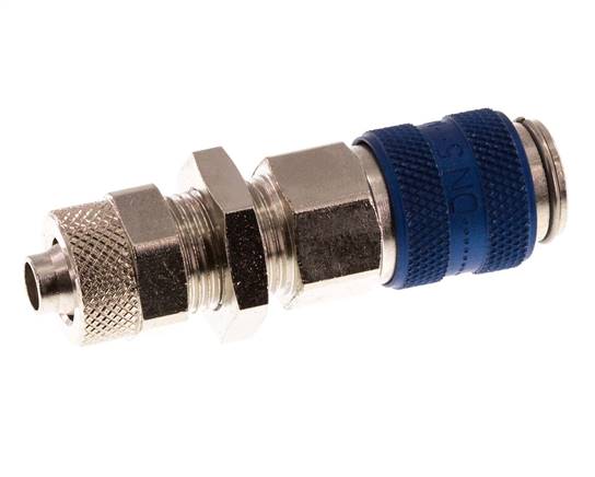 Latón niquelado DN 5 Azul Racor de acoplamiento de aire Tuerca de unión 6x8 mm Mampara de cierre doble