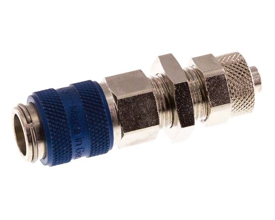 Latón niquelado DN 5 Azul Racor de acoplamiento de aire Tuerca de unión 6x8 mm Mampara de cierre doble