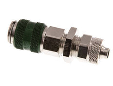 Nickel-plated Brass DN 5 Green Air Coupling Socket 6x8 mm Union Nut Bulkhead Double Shut-Off
