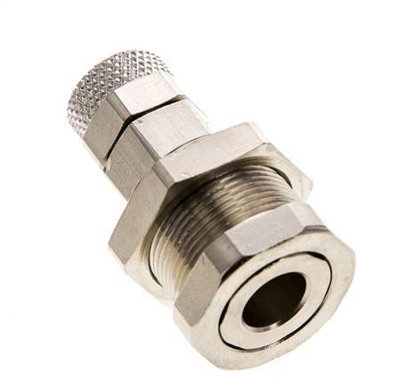 Nickel-plated Brass DN 5 Air Coupling Socket 6x8 mm Union Nut Bulkhead Pull-Off