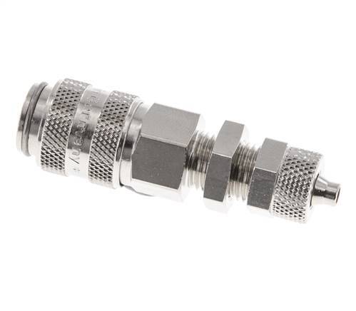 Nickel-plated Brass DN 5 Air Coupling Socket 4x6 mm Union Nut Bulkhead Double Shut-Off