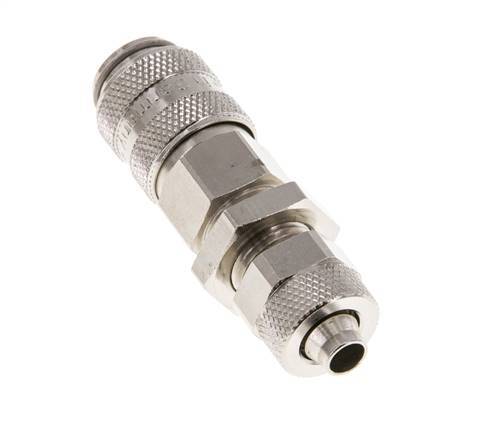 Nickel-plated Brass DN 5 Air Coupling Socket 6x8 mm Union Nut Bulkhead Double Shut-Off