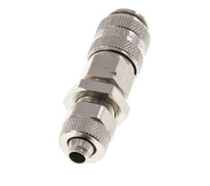 Nickel-plated Brass DN 5 Air Coupling Socket 6x8 mm Union Nut Bulkhead Double Shut-Off
