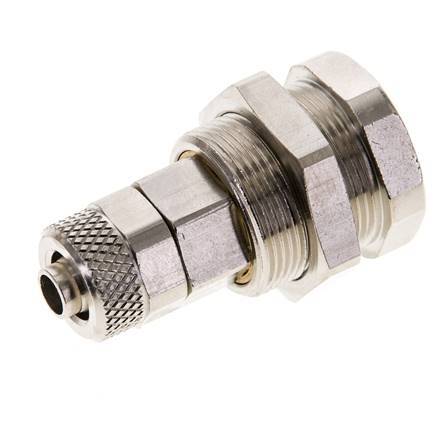 Nickel-plated Brass DN 5 Air Coupling Socket 6x8 mm Union Nut Bulkhead Pull-Off Double Shut-Off