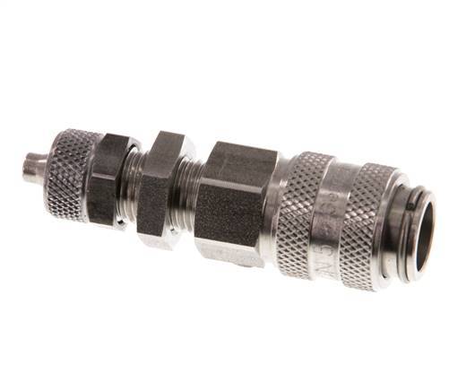 Stainless steel DN 5 Air Coupling Socket 4x6 mm Union Nut Bulkhead