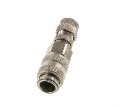 Stainless steel DN 5 Air Coupling Socket 4x6 mm Union Nut Bulkhead Double Shut-Off