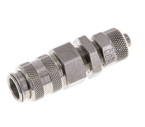 Stainless steel DN 5 Air Coupling Socket 6x8 mm Union Nut Bulkhead Double Shut-Off