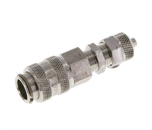 Stainless Steel 316L DN 5 Air Coupling Socket 4x6 mm Union Nut Bulkhead
