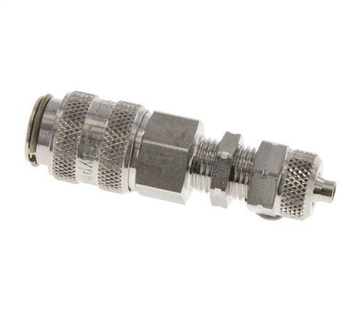 Stainless Steel 316L DN 5 Air Coupling Socket 4x6 mm Union Nut Bulkhead