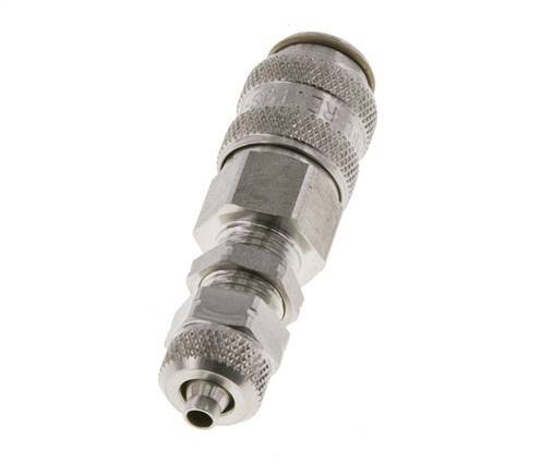 Stainless Steel 316L DN 5 Air Coupling Socket 4x6 mm Union Nut Bulkhead