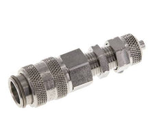 Stainless Steel 316L DN 5 Air Coupling Socket 4x6 mm Union Nut Bulkhead Double Shut-Off