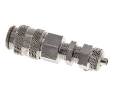 Stainless Steel 316L DN 5 Air Coupling Socket 4x6 mm Union Nut Bulkhead Double Shut-Off