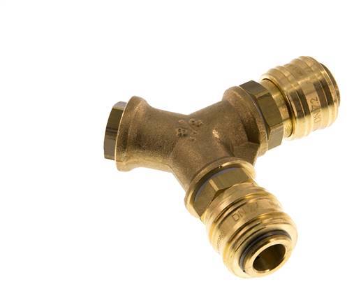Brass DN 7.2 (Euro) Air Coupling Socket G 1/4 inch Female Wall-Mount 2-way
