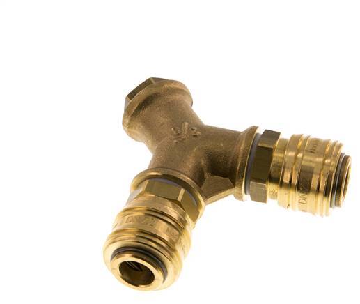 Brass DN 7.2 (Euro) Air Coupling Socket G 1/4 inch Female Wall-Mount 2-way