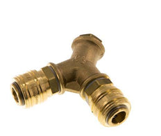 Brass DN 7.2 (Euro) Air Coupling Socket G 1/4 inch Female Wall-Mount 2-way