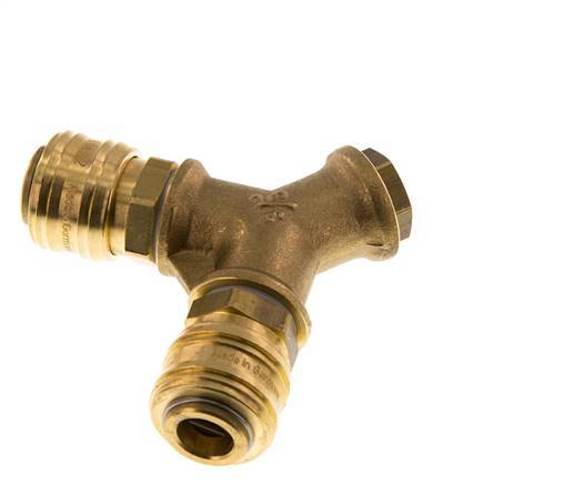 Brass DN 7.2 (Euro) Air Coupling Socket G 1/4 inch Female Wall-Mount 2-way
