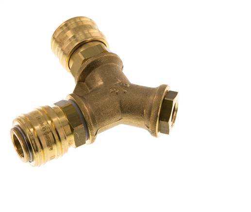 Brass DN 7.2 (Euro) Air Coupling Socket G 1/4 inch Female Wall-Mount 2-way