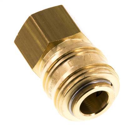 Brass DN 7.2 (Euro) Air Coupling Socket G 1/2 inch Female Double Shut-Off