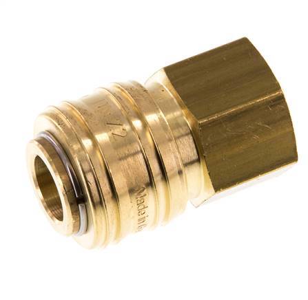 Brass DN 7.2 (Euro) Air Coupling Socket G 1/2 inch Female Double Shut-Off