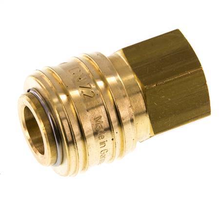 Brass DN 7.2 (Euro) Air Coupling Socket G 1/4 inch Female Double Shut-Off