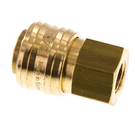 Brass DN 7.2 (Euro) Air Coupling Socket G 1/4 inch Female Double Shut-Off