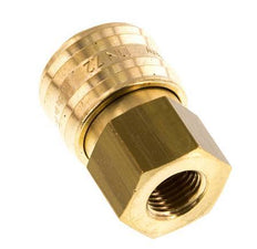 Brass DN 7.2 (Euro) Air Coupling Socket G 1/4 inch Female Double Shut-Off