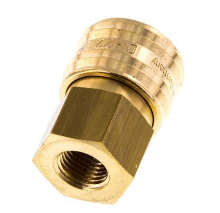 Brass DN 7.2 (Euro) Air Coupling Socket G 1/4 inch Female Double Shut-Off