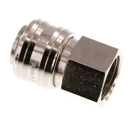 Latón niquelado DN 7.2 (Euro) Enchufe de acoplamiento de aire G 1/2 pulgada Hembra