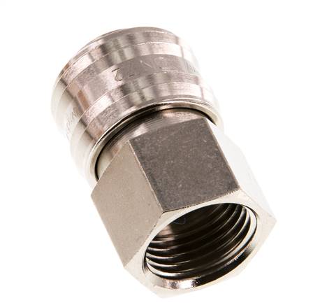 Latón niquelado DN 7.2 (Euro) Enchufe de acoplamiento de aire G 1/2 pulgada Hembra