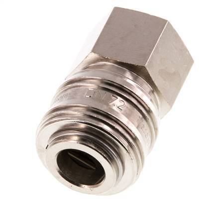 Nickel-plated Brass DN 7.2 (Euro) Air Coupling Socket G 1/2 inch Female Double Shut-Off