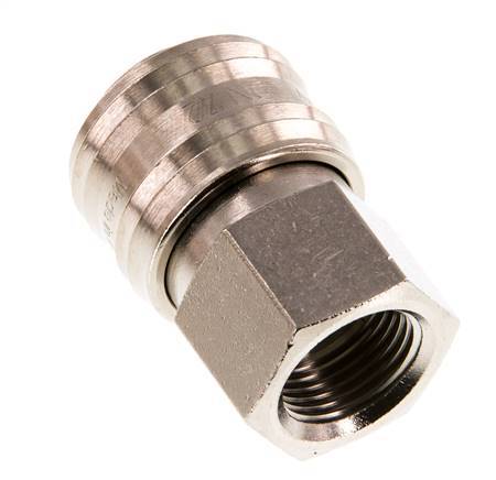 Nickel-plated Brass DN 7.2 (Euro) Air Coupling Socket G 3/8 inch Female Double Shut-Off