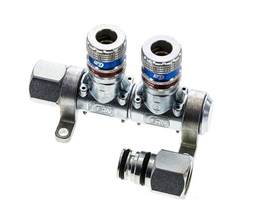 Steel DN 7.6 (7.2 Euro) Safety Air Coupling Socket G 1/2 inch Female 2-way