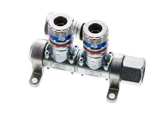 Steel DN 7.6 (7.2 Euro) Safety Air Coupling Socket G 1/2 inch Female 2-way