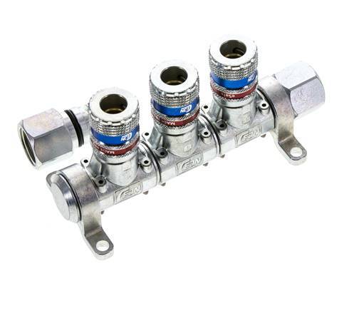 Steel DN 7.6 (7.2 Euro) Safety Air Coupling Socket G 1/2 inch Female 3-way
