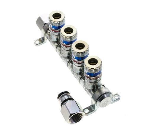 Steel DN 7.6 (7.2 Euro) Safety Air Coupling Socket G 1/2 inch Female 4-way