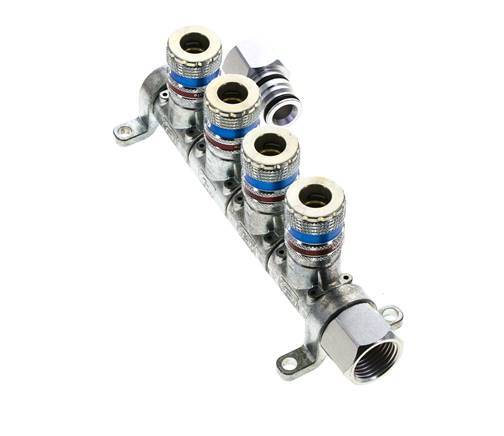Steel DN 7.6 (7.2 Euro) Safety Air Coupling Socket G 1/2 inch Female 4-way