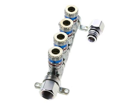 Steel DN 7.6 (7.2 Euro) Safety Air Coupling Socket G 1/2 inch Female 4-way