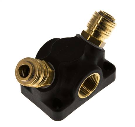 Latón/plástico DN 7,2 (Euro) Acoplamiento de aire Enchufe G 3/4 pulgadas Hembra Montaje en pared 2 vías