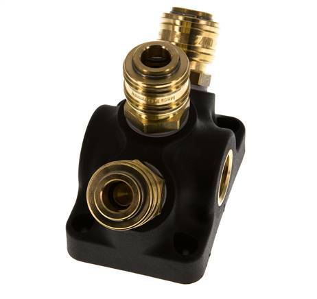 Brass/plastic DN 7.2 (Euro) Air Coupling Socket G 1/2 inch Female Wall-Mount 3-way