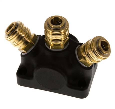 Brass/plastic DN 7.2 (Euro) Air Coupling Socket G 3/4 inch Female Wall-Mount 3-way