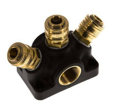 Brass/plastic DN 7.2 (Euro) Air Coupling Socket G 3/4 inch Female Wall-Mount 3-way