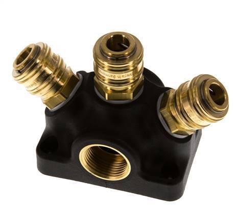 Brass/plastic DN 7.2 (Euro) Air Coupling Socket G 3/4 inch Female Wall-Mount 3-way