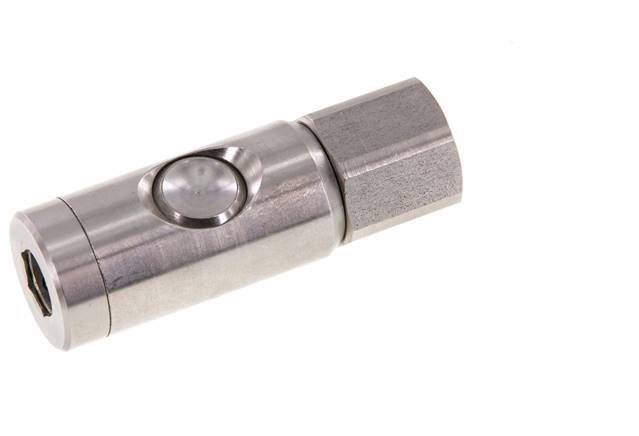 Stainless Steel 316L DN 7.4 Safety Air Coupling Socket With Push Button G 1/2 inch Female
